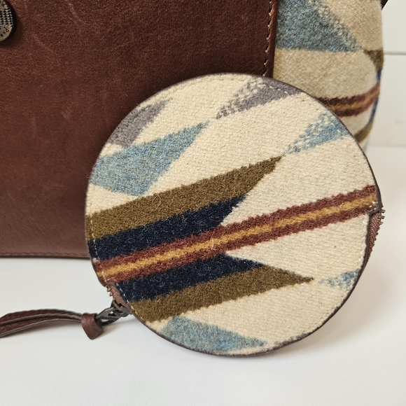 NWOT Pendleton Trail Wyeth Dome Purse & Coin Purse - Leather & Wool - Picture 7 of 15